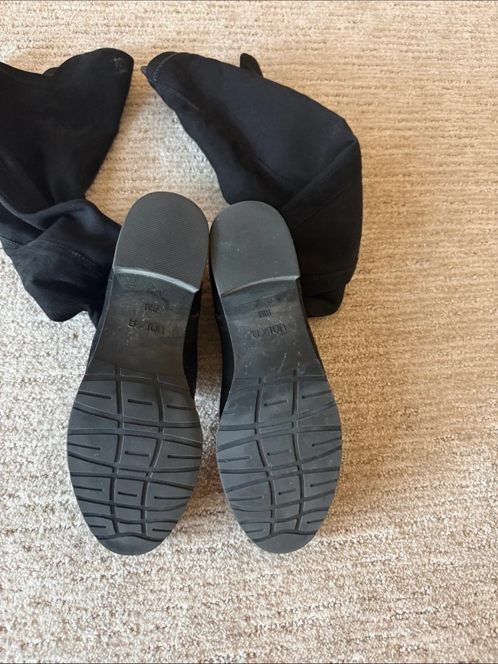 Black Women's Knee-High Suede Boots - Classic Riding Style Worn One Time